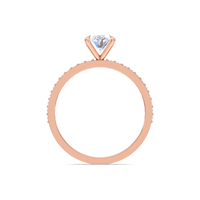 Bague de fiançailles en diamant ovale cultivé en laboratoire certifié IGI, sertie pavé, en or jaune/blanc et rose 9 carats