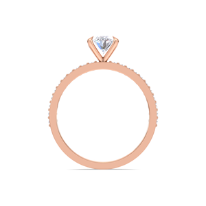 แหวนหมั้นเพชรรูปไข่ 1 กะรัต เพาะเลี้ยงในห้องปฏิบัติการ สำหรับผู้หญิง ทอง 9K สีเหลือง/ขาว/โรสโกลด์ ประดับเพชรแบบ Pave ได้รับการรับรองจาก IGI ชุบโรเดียม แหวนแบบซ่อน - Product Image 3