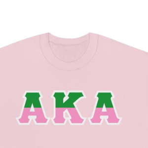   Sudadera de cuello redondo bicolor con letras, rosa claro con letras griegas en verde rosa, jersey de forro polar para hermandad - Product Image 3