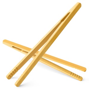 Reusable Bamboo <b>Toast</b> <b>Tongs</b> Wooden Cooking Holding Long Ideal Kitchen Utensil for Cheese Bacon - Product Image 2