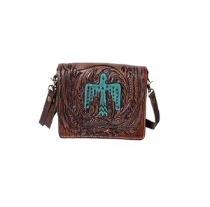 Pochette en cuir rouge pour femmes portefeuille fleur Design usiné à la main sculpture fermeture éclair multi-usages bracelet sac Vintage mode pour l'hiver - Product Image 6
