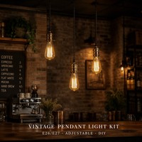 Kit de suspension de plafond CE, mini luminaires suspendus vintage, cordon noir, douille E26 E27, support de lampe DIY réglable, garantie