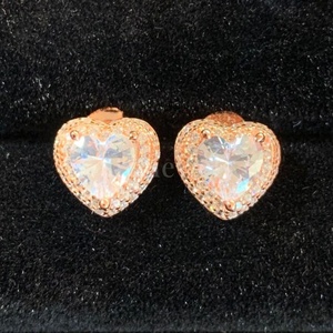 Pendientes de amor de lujo con Corazón Dorado, diseño de Halo adornado con circón, oro rosa blanco para bodas, aniversarios, fiestas - Product Image 4