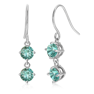 Lab Grown-pendientes de plata de ley 925 con <span class=keywords><strong>2</strong></span> piedras colgantes, joyería con diamantes de moissanita azul, para mujeres - Product Image 1