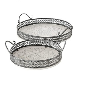 ถาดเสิร์ฟอาหารโลหะขอบตกแต่งขัดเงา ผิวเคลือบนิกเกิล สำหรับโรงแรม - Product Image 2