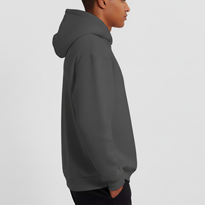 เสื้อฮู้ดดี้ผู้ชายปักโลโก้ตามสั่ง OEM ผ้าฟลีซหนานุ่ม 100% ผ้าฝ้าย สีดำ สำหรับฤดูหนาว สวมใส่สบาย แบบเรียบ ย้อมสี - Product Image 2