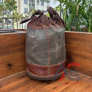 Sac seau en cuir véritable pleine fleur pochette en cuir occidental avec cordon de serrage sac à bandoulière femmes 100% sacs faits à la main en cuir de vache - Product Image 1