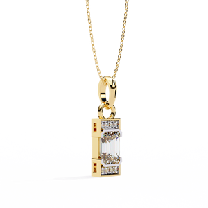 Pendentif en or jaune 14 carats certifié IGI taille émeraude diamant cultivé en laboratoire lunette sertissage Accent diamants fête de fiançailles classique - Product Image 3