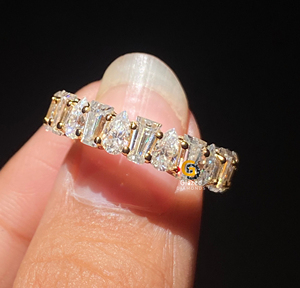Multi corte ovalado y corte de pera Moissanite alternando eternidad completa banda de boda a juego para mujeres en plata 925 - Product Image 2