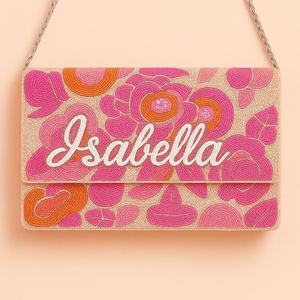 Beaded <b>Heart</b> Clutch, Custom Name <b>Bag</b>, Valentine's Purse, Love Themed <b>Bag</b>, Red Bead Clutch, Custom Bead <b>Bag</b>, Romantic Clutch - Product Image 3