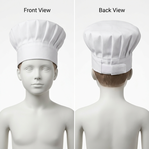 Casquette de chef blanche en sergé de coton imperméable 240 GSM de qualité supérieure, couronne plissée, sangle arrière réglable, broderie personnalisée, transfert thermique, tissé - Product Image 5