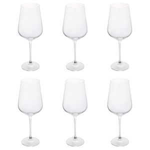 Set Camille Sibilla di 6 Calici da Vino Trasparenti da 770ml, Soffiati a Mano, Forma a Campana, Modello Galileo, Durevoli in Metallo, Plastica e Cristallo - Product Image 1