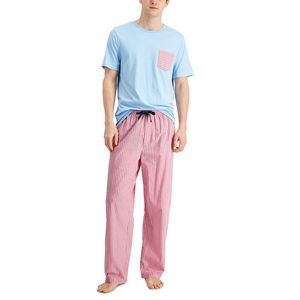 Pigiama da Uomo in Maglia a 2 Pezzi, Rosso, Taglia S - 100% Cotone Flanella Felpata, Abbigliamento Casual da Casa per Ragazzi - Product Image 1