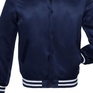 Chaqueta bomber con mangas de satén de seda personalizada Letterman con mezcla de forro de tela súper suave chaqueta acolchada cálida para hombre - Product Image 6