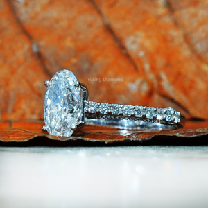 Anillo de compromiso de diamante cultivado en laboratorio de corte ovalado de 3,0 quilates en oro blanco, regalo de aniversario para su anillo de diamante CVD - Product Image 2
