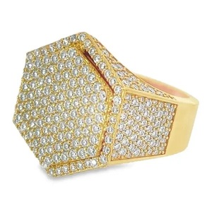 Hip Hop VVS Moissanite Round Diamond <b>Ring</b> for <b>Men</b> White Gold Plated 925 Sterling <b>Silver</b> - Product Image 4