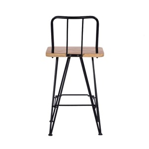 Modern Design Wooden Top Iron Leg Chair with Adjustable Seating Height 65CM for Outdoor Hotels Dining Living Rooms Bedrooms - Product Image 4