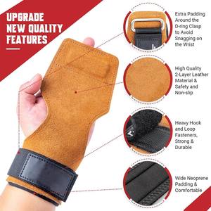 GAF Poignées en cuir sans doigts pour les tractions, les trous d'haltérophilie et les muscles Gymnastique Doigts et soutien de la paume - Product Image 4