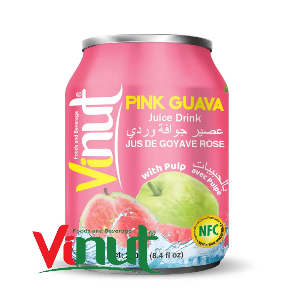 250ml Canned Vinut Pink Guava Drink No preservatives Beverage Product Development Factories