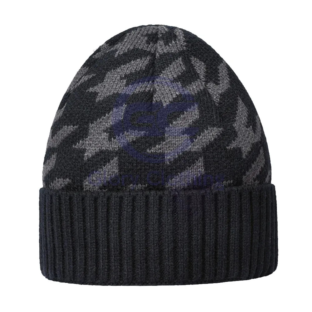 Topi Beanie bergaya dalam kain wol dengan Logo kustom cetak desain atas reguler Fit kasual musim dingin topi pakai