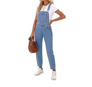 Soft Touch <b>Women's</b> Slim Fit Ripped Stretch Cotton Denim <b>Overalls</b> Jumpsuits, Wholesale <b>Skinny</b> Denim Dungarees Jumpsuits for <b>Women</b> - Product Image 5