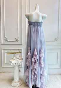 Custom Lady Fashion Breathable <b>Chiffon</b> <b>Maxi</b> <b>Dress</b> V-Neck Long <b>Sleeves</b> One Piece Split Asymmetrical Ruffle Anti-Static for - Product Image 2