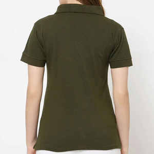 เสื้อโปโลผ้าฝ้าย100% สำหรับผู้หญิงเข้ารูปแบบลำลองกับคอลายทางแบบถักลายทางสีทึบของผู้หญิง - Product Image 3