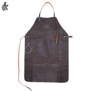 Custom Logo Adjustable <b>Leather</b> <b>Apron</b> with Pockets High Quality Genuine <b>Leather</b> for Chef and BBQ Material - Product Image 4
