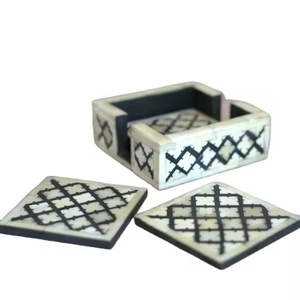 High Quality Eco-Friendly Square Tea <b>Coaster</b> Classic Style Bone Inlay <b>Table</b> Top Accessories Artisan Craft - Product Image 5