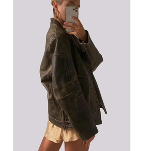 Chaqueta de piel de oveja auténtica para mujer al por mayor, chaqueta de piel auténtica de primavera a la moda para mujer - Product Image 4