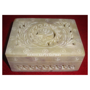 Gift Packaging Boxes and Decoration Purpose Latest Natural Soapstone Carving <b>Box</b> Flower Design Storage for Ring and <b>Earring</b> <b>Box</b> - Product Image 1