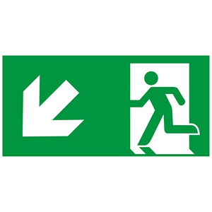 Segnale Luminoso di Emergenza in Lamina, Percorso di Fuga a Sinistra verso il Basso, 300 X 150mm (A X L)-RT-SCHILD-300-9-NLF - Product Image 1