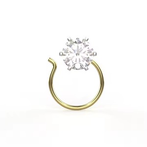 18k Yellow <b>Gold</b> Certified Solitaire Lab Groen Diamond <b>Nose</b> pin Floral Design Fine Piercing Jewelry For Women - Product Image 3