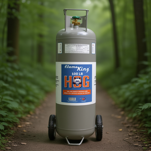 ถังแก๊ส LPG แนวนอน/แนวตั้ง Flame King YSN100HOG ขนาด 100 ปอนด์ พร้อมล้อ POL - Product Image 3