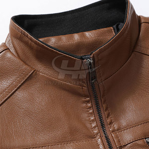 <b>New</b> Arrival Men's High Quality Cow <b>Skin</b> Leather Jacket with Stand Collar and Front Logo-Winter Custom Design - Product Image 3
