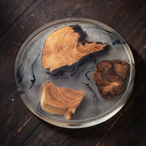 Handmade Polished Wooden Serving <b>Tray</b> with Folk Art Style New Home Celebration Food & <b>Drink</b> <b>Tray</b> Family Gift - Product Image 2