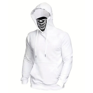 Sudadera con Capucha Extra Grande para Hombre, Estilo Balaclava, 100% Algodón Felpa, Lavado Ácido, con Cierre, Transpirable, Diseño Vintage de Ninja Bordado - Product Image 6