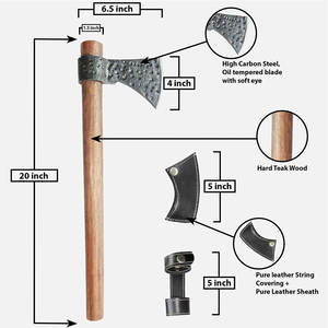 Hacha profesional de Damasco, hacha hecha a mano, forjada a mano, de acero al carbono, hacha vikinga - Product Image 6