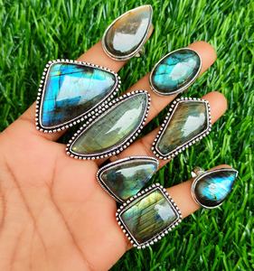 Women's 925 Sterling Silver <b>Labradorite</b> Ring Natural Gemstone Statement <b>Jewelry</b> for Engagement Party or Gift Unisex - Product Image 1