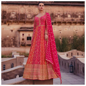 Traje Anarkali para Mujer Dhwaja Export en Rayón Georgette con Bordado, Secado Rápido, Estilo Moderno, Salwar Kameez Informal para Todas las Temporadas - Product Image 1