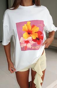 Camiseta Holgada Blanca de Verano con Estampado Ecológico para Mujer - Product Image 6