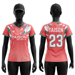 เสื้อแบดมินตันหญิง 145 GSM ผ้าโพลีเอสเตอร์อินเตอร์ล็อค ระบายอากาศได้ดี สีครีม แขนเสื้อแบบแร็กแลน  ออกแบบโลโก้แบบซับลิเมชั่นตามสั่ง - Product Image 5