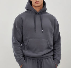 Sudadera con Capucha Extra Grande de Moda Urbana con Cuello Alto y Rayas, Estilo con Bolsillos Tipo Canguro, Impresión Personalizada con Logotipo, para Hombre - Product Image 5