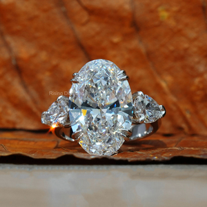 Anillo de Compromiso con Tres Piedras de Diamante Ovalado de 5.0 Ct Cultivado en Laboratorio, Oro Blanco, Estilo Bohemio, Certificado IGI, Anillos de Diamante de Aniversario - Product Image 2