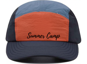 Casquettes de camping en nylon non structurées à 5 panneaux, à visière légèrement incurvée, avec boucle, logo personnalisé imprimé, pour hommes et femmes, idéales pour le camping et la pêche, à faible coût. - Product Image 2