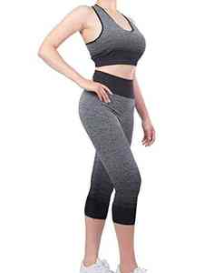 ชุดออกกำลังกายผู้หญิงแบบรัดรูป เสื้อครอปฟิตเนสน้ำหนักเบาและกางเกงเลกกิ้งแบบแคปรี ชุดโยคะ ชุดกีฬาผู้หญิง - Product Image 4