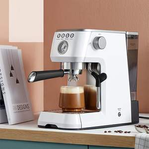 Cafetera 202 mejorada, cafetera pequeña para el hogar, semiautomática, para café expreso recién molido, con vaporizador de leche. - Product Image 1