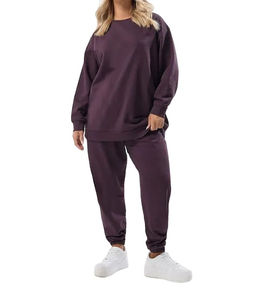 Best Quality 100% Cotton Oversized Fitness Custom <b>Tracksuit</b> Set <b>pink</b> Plus Size Ladies <b>Women's</b> Fleece Sweat Suit Set - Product Image 1