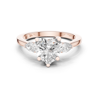 Bague de luxe en or plaqué 10K/14K/18K avec diamants de laboratoire taille cœur et poire pour femme - Bijoux de mariage - Marque SATVIK RATNA