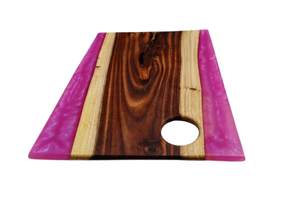 Grande planche à découper en bois de résine époxy organique personnalisée ustensiles de cuisine bloc à découper unique avec rainure pour jus de fruits - Product Image 3